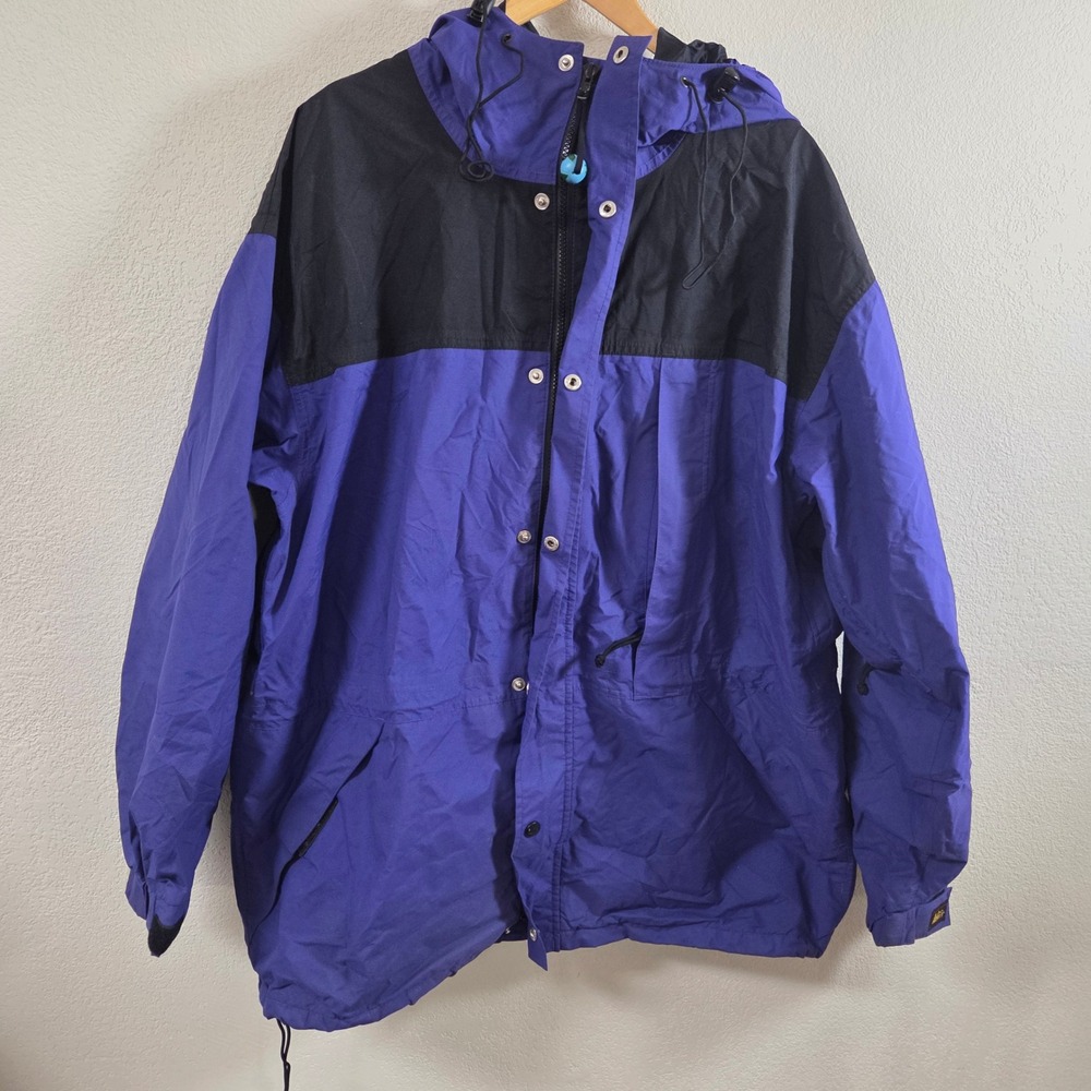 REI Vintage Gore-Tex Hooded Parka Jacket Purple Black Mens Large Gorpcore